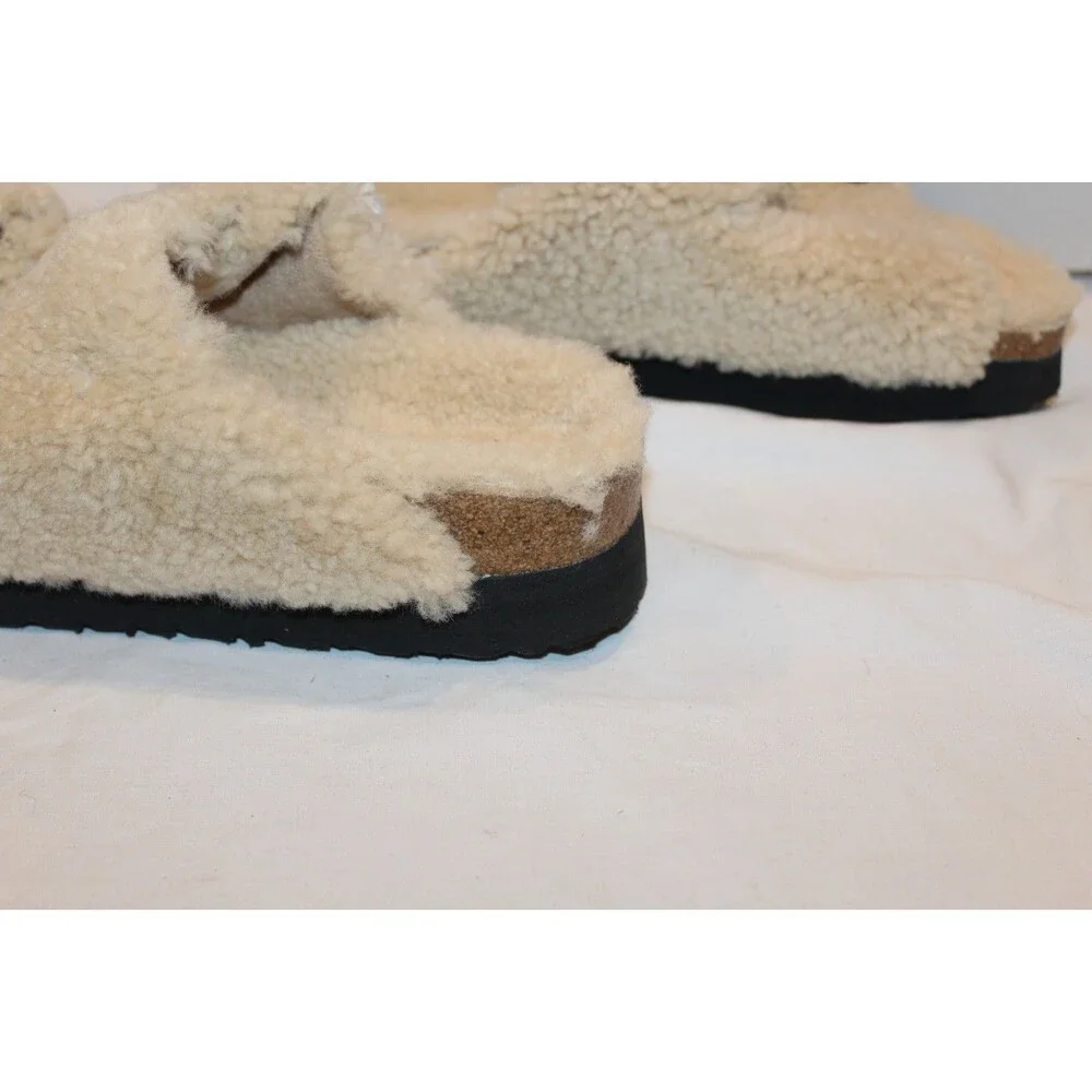 Birkenstock Women Papillo Arizona Big Buckle Shearling Sandal Eggshell EU 40 NAR